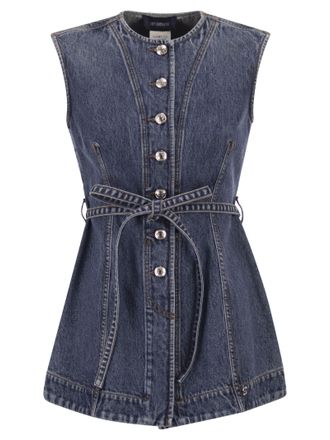 Sportmax Sportmax Spddominio Denim &auml;rmelloses Top