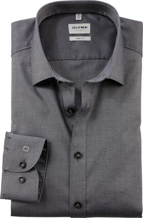 Olymp Level Five Mens Long-Sleeved Shirt, Faux Plain, Level 5.21 New York Kent-2, Silver grey 63., 15