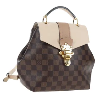 Louis Vuitton Clapton Backpack Damier And Leather Brown Canvas Backpack Bag (Pre-Owned)