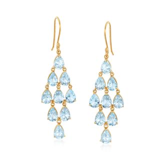 Ross-Simons Sky Blue Topaz Chandelier Drop Earrings in 18kt Gold Over Sterling