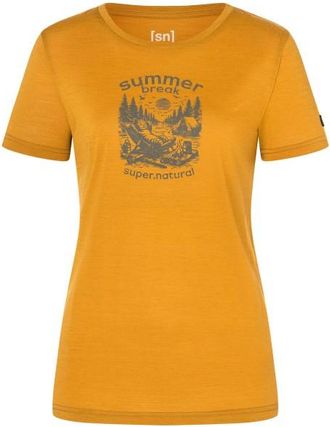 super.natural Summer Break Tee Merinoshirt f&uuml;r Damen | dried tobacco /grau