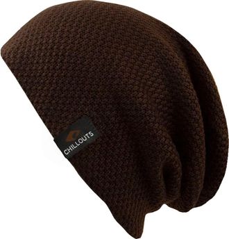 Chillouts Beanie CHILLOUTS Osaka Hat, Damen, braun (schwarz braun), Strick, Baumwolle, unifarben, M&uuml;tzen Beanie, Slouch-M&uuml;tze mit strukturierter Oberfl&auml;che