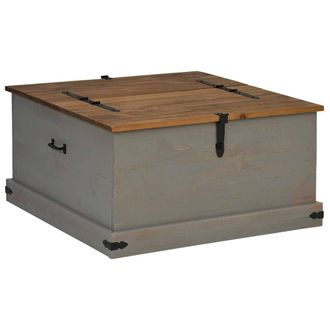 Berkfield Home Storage Chest HALDEN Grey 91x91x47 cm Solid Wood Pine | Size: 91 x 91 x 47 cm