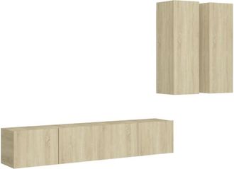 vidaXL 4 Piece TV Cabinet Set Sonoma Oak Engineered Wood vidaXL