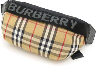 Burberry Beige Black Nylon Leather Fanny Pack Sling Bag (Pre-Owned)