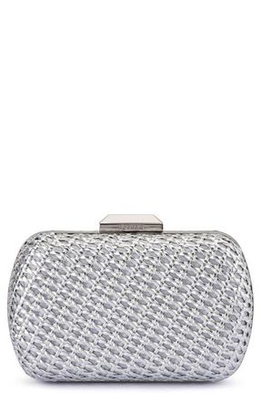 Olga Berg Mali Textured Frame Clutch in Silver at Nordstrom