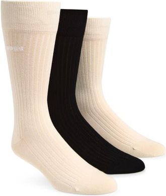 BOSS 3-Pack Ribbed Iconic Crew Socks in Open White at Nordstrom, Size 7-13