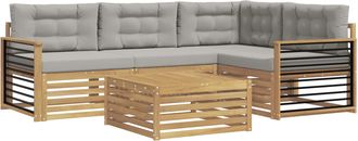 vidaXL Conjunto De Sof&aacute;s De Exterior 6 Uds. Blanco Y Gris Claro Vidaxl