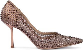 Le Silla 90 mm Gilda mesh pumps verfraaid met kristallen - Roze