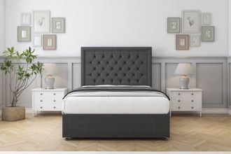 Comfort Beds Rio Dumfries Divan Set 2 Drawers-26 Headboard in Dark Grey | Size: King
