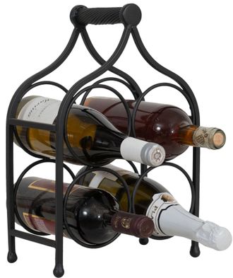 Biscottini International Biscottini - Botellero De Hierro Botellero De Mesa 35x24 Cm Botellero De Cocina Estante Para Botellas De Vino Bodega Botellero De Mostrador