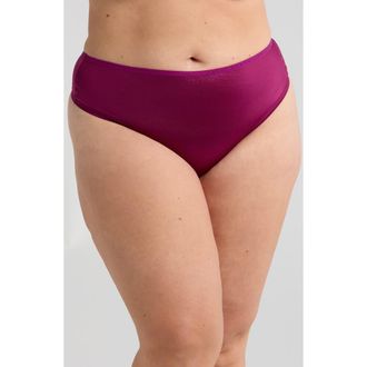 Savage x Fenty Microfiber Metallic Thong Panty in Sugarplum Purple/Magenta Foil at Nordstrom, Size X-Large