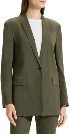 Theory Good Shawl Collar Linen Blend Blazer in Dark Olive at Nordstrom Rack, Size 00