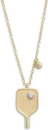 Meira T Diamond Pickleball Raquet Pendant Necklace in Gold at Nordstrom, Size 18