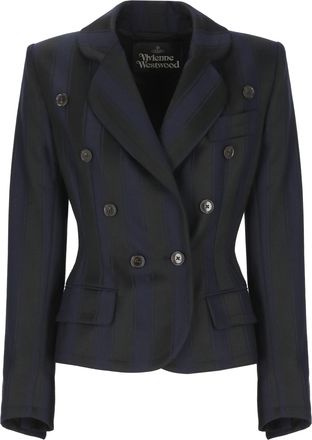 Vivienne Westwood Blue Georgia Striped Double-Breasted Wool Blazer