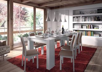 Dmora Dmora - Mesa Consola Dboc, Mesa De Comedor Extensible, Mesa Con Extensiones Multiusos Que Se Puede Extender Hasta 10 Asientos, 51/237x90h78 Cm, Blanco