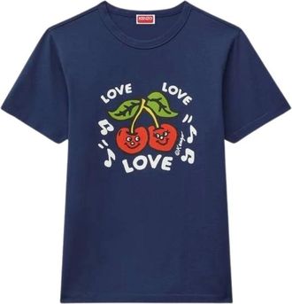 Kenzo Tops, Heren, Blauw, 2Xl, Katoen, Loves T-Shirt