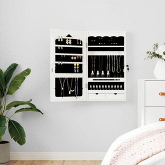 vidaXL Armadio Portagioie con Specchio a Muro Bianco 37,5x10x67 cm Vidaxl