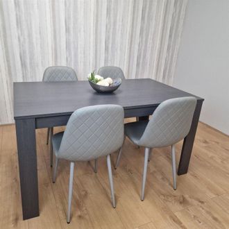Kosy Koala Kosy Koala - Dining Table and 4 Chairs Black Dark Grey 4 Grey Leather Chairs Wood Dining Set Furniture
