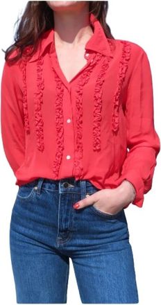 Mason's Nicole Blouse met Ruches van Viscose - Dames - Blouses - Oranje - M - Overhemden