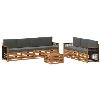 vidaXL Juegos De Sof&aacute;s Con Coj&iacute;n 8 Pcs Madera De Acacia S&oacute;lida Vidaxl