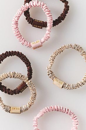 Silke London Mocha Blush Silk Hair Ties, Set of 6