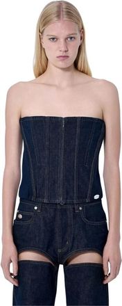 Jean Paul Gaultier Denim Corset - Dames - Tops zonder mouwen - Blauw - S - Denim - Tops