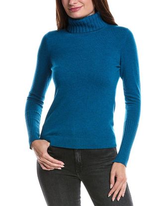 Fort&eacute; Cashmere Chunky Trim Turtleneck 100% Cashmere Sweater