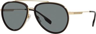 Burberry Zonnebril - Heren - Zonnebrillen - Veelkleurig - 59 MM - Leer - Accessoires