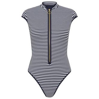 Seafolly Clubhouse Cap Sleeve Zip Front One Piece Badeanzug f&uuml;r Damen | grau
