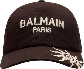 Balmain Caps, female, Brown, Size: ONE SIZE Paris Cap with Sun Embroidery