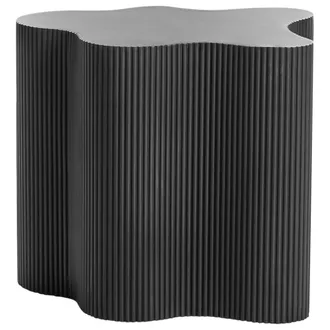 Beliani Mesa Auxiliar Tablero De Mdf Forma Irregular Dise&ntilde;o Acanalado 40 X 50 Cm Negro Perry