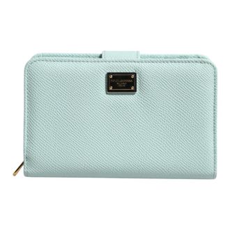 Dolce & Gabbana Wallets & Cardholders, female, Green, Size: ONE SIZE Mint Green Leather Continental Clutch Wallet