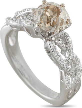 Luxury Bazaar 18K White Gold 2.20ct Old Mine-Cut Diamond Ring MF08-070126