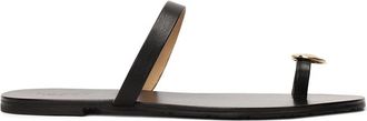Kazar Minimalistische zwarte muiltjes op een platte zool - Dames - Sandalen - Zwart - 35 EU - Leer - Schoenen
