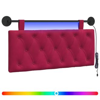 vidaXL Cabecero Colgante Con Luz Led Rojo Vino Terciopelo Vidaxl