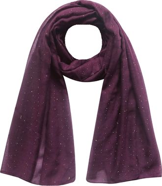 Lina & Lily Mini Shimmer Glitters Plain Colour Womens Scarf Head Wrap Hijab (Red Violet)