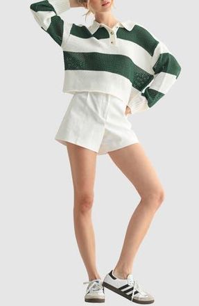 All in Favor Rugby Sweater in Ivory Hunter Green at Nordstrom Rack, Size Large