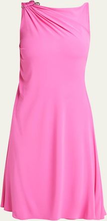 Versace Sleeveless Draped Stretch Crepe Jersey Dress