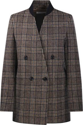 Max Mara Elmo Check Jacket - Dames - Blazers - Bruin - M - Jassen