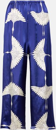 Khaite Mindy printed twill wide-leg pants