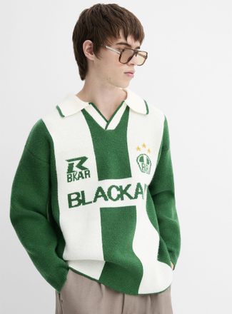 Djab Mens Jacquard knit soccer Polo Shirt Imported from Seoul