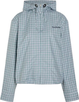 Acne Studios Plaid Hooded Cotton Jacket - Blue - 34 (UK6 / XS)