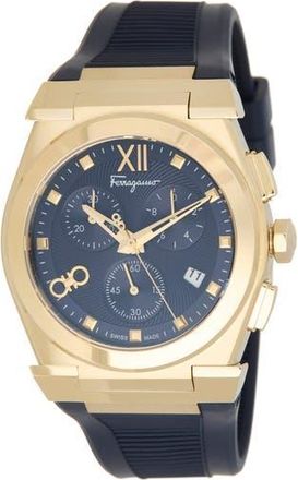 Ferragamo Vega Silicone Strap Chronograph Watch, 40mm in Gold at Nordstrom Rack