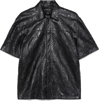 John Richmond Leren overhemd - Zwart