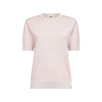 Fendi Round-neck Knitwear, female, Pink, S, Round-neck Knit Jumper