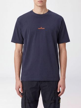 Stone Island Organic Cotton Crewneck T-Shirt with Desert Print