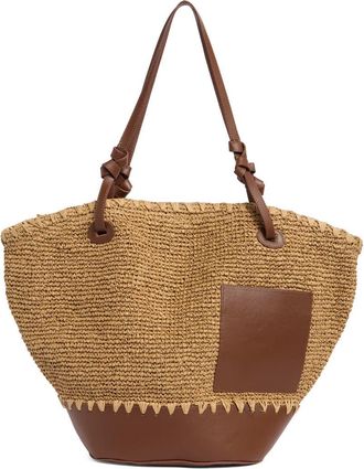 Collection XIIX Curved Straw Tote Bag in Natural Brown at Nordstrom Rack