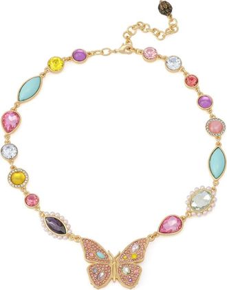 Kurt Geiger Butterfly Stone Necklace in Gold/Multi at Nordstrom