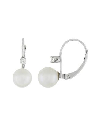 Splendid Pearls 14K 0.1 Ct. Tw. Diamond 7-8Mm Pearl Earrings